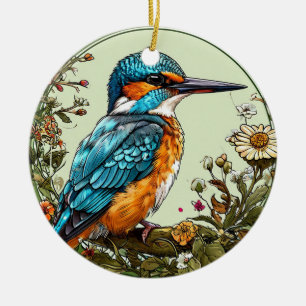 Levendige ijsvogel keramisch ornament