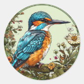 Levendige ijsvogel ronde sticker (Voorkant)