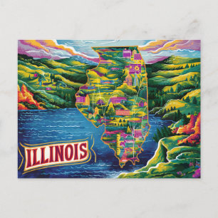 Levendige Illinois geïllustreerde kaart