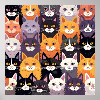 Levendige illustratie met geel, zwart en wit P Poster