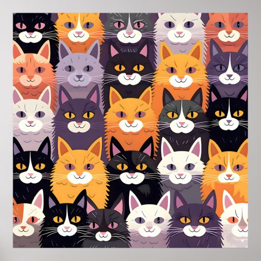 Levendige illustratie met geel, zwart en wit P Poster (Voorkant)