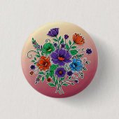 Levendige Illustratie van Bloemboeket Ronde Button 3,2 Cm (Voorkant)