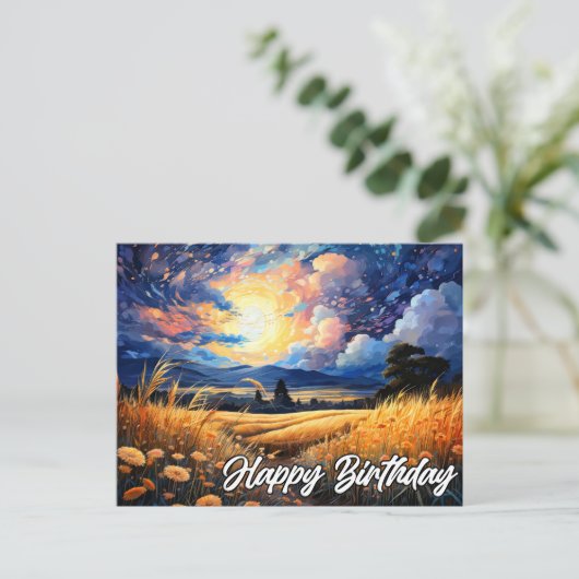 Levendige illustratie van een landschap briefkaart (Staand voorkant)