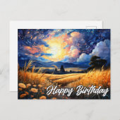 Levendige illustratie van een landschap briefkaart (Voorkant / Achterkant)