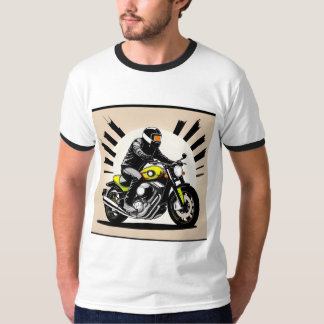Levendige illustratie van een motorrijder rijden t-shirt