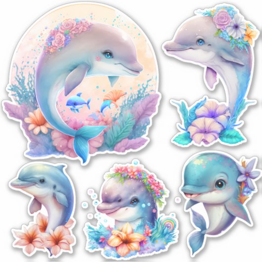 Levendige illustraties van dolfijnen sticker (Voorkant)
