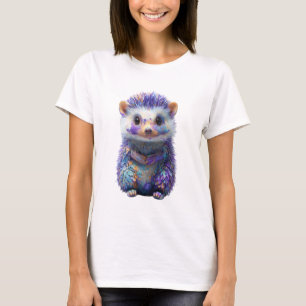 Levendige Impasto Artistieke Paarse Egel Vrouwen T-shirt