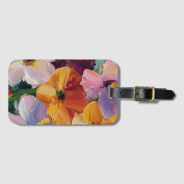 Levendige Impasto Bloemenschildering Bagagetailie Bagagelabel
