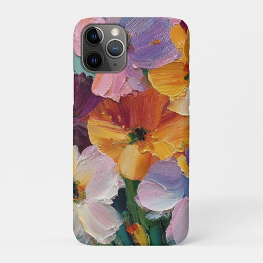 Levendige Impasto Bloemenschildering iPhone Hoes (Achterkant)