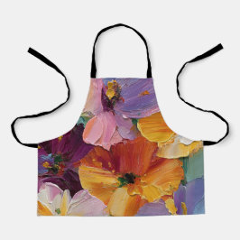 Levendige Impasto Bloemenschildering Schort