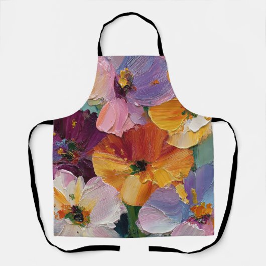 Levendige Impasto Bloemenschildering Schort (Voorkant)