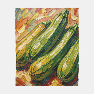 Levendige Impasto Courgette Schilderij Fleece Deken