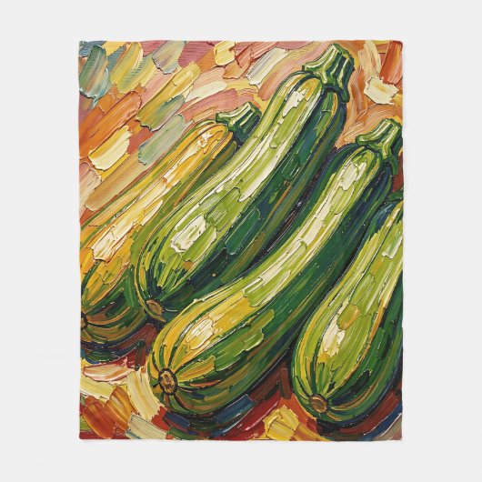 Levendige Impasto Courgette Schilderij Fleece Deken (Voorkant)