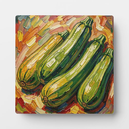 Levendige Impasto Courgette Schilderij Fotoplaat (Voorkant)
