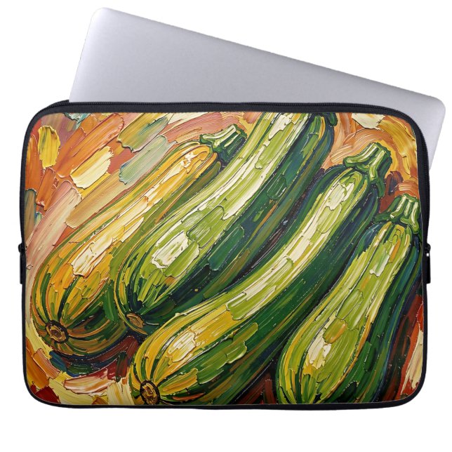 Levendige Impasto Courgette Schilderij Laptop Sleeve (Voorkant)
