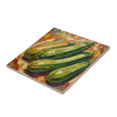 Levendige Impasto Courgette Schilderij Tegeltje (Zijkant)