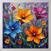 Levendige Impasto Wilde Bloemen Poster (Voorkant)