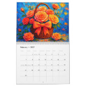 Levendige Impressionistische Bloemen Kalender (Feb 2027)