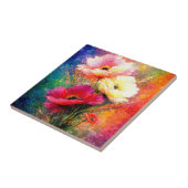 Levendige Impressionistische Klaproos Bloemen Tegeltje (Zijkant)