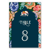 Levendige Indiase Folk Art Elephant Donkerblauw Hu Kaart (Achterkant)