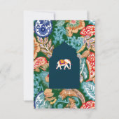 Levendige Indiase Folk Art Elephant Donkerblauw Hu RSVP Kaartje (Achterkant)