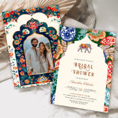 Levendige Indiase Folk Art Elephant Vrijgezellenfe Kaart