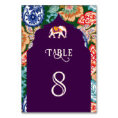 Levendige Indiase Folk Art Olifanten Aubergine bru Kaart (Achterkant)