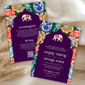 Levendige Indiase Folk Art Olifanten Aubergine bru Kaart