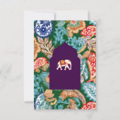 Levendige Indiase Folk Art Olifanten Aubergine bru RSVP Kaartje (Achterkant)
