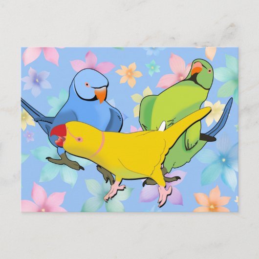 Levendige Indiase Ringneck Parkiet Speelse Huisdie Briefkaart (Voorkant)