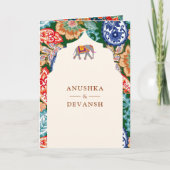 Levendige Indiase volkskunst Olifantencrème bruilo (Voorkant)