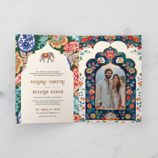 Levendige Indiase volkskunst Olifantencrème bruilo (Binnen)