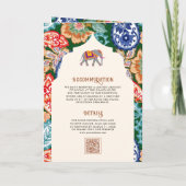 Levendige Indiase volkskunst Olifantencrème bruilo (Achterkant)