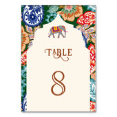 Levendige Indiase volkskunst Olifantencrème bruilo Kaart (Voorkant)
