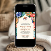 Levendige Indiase volkskunst Olifantencrème bruilo Kaart