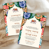 Levendige Indiase volkskunst Olifantencrème bruilo Kaart