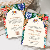 Levendige Indiase volkskunst Olifantencrème bruilo Kaart