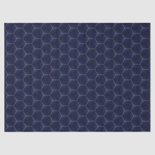 Levendige Indigo Blue en Gold Geometric Tissuepapier (Voorkant)