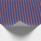 Levendige Indigo en Koraal Gestreepte Gift Wrap Cadeaupapier (Hoek)