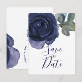 Levendige Indigo Paars Blauw Bewaar de Datum Aankondigingskaart (Voorkant / Achterkant)