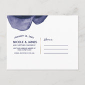 Levendige Indigo Paars Blauw Bewaar de Datum Aankondigingskaart (Achterkant)