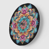 Levendige, ingewikkelde, Bohemische, Mandala Art Grote Klok (Hoek)