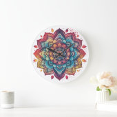 Levendige, ingewikkelde, Bohemische, Mandala Art Grote Klok (Huis)