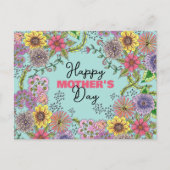 Levendige ingewikkelde doedelbloemen Moederdag Briefkaart (Voorkant)