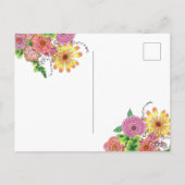 Levendige ingewikkelde handgetekende bloemen Moede Briefkaart (Achterkant)
