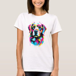 Levendige Ink Splatter Dog Pop Art, Kleurrijk T-shirt