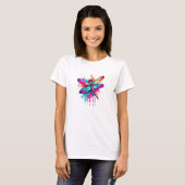 Levendige Ink Splatter Dragon Fly Pop Art, Kleurri T-shirt (Voorkant volledig)