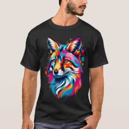 Levendige Ink Splatter Fox Pop Art, Kleurrijk T-shirt