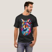Levendige Ink Splatter Fox Pop Art, Kleurrijk T-shirt (Voorkant volledig)