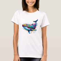 Levendige Ink Splatter Whale Pop Art, Kleurrijk